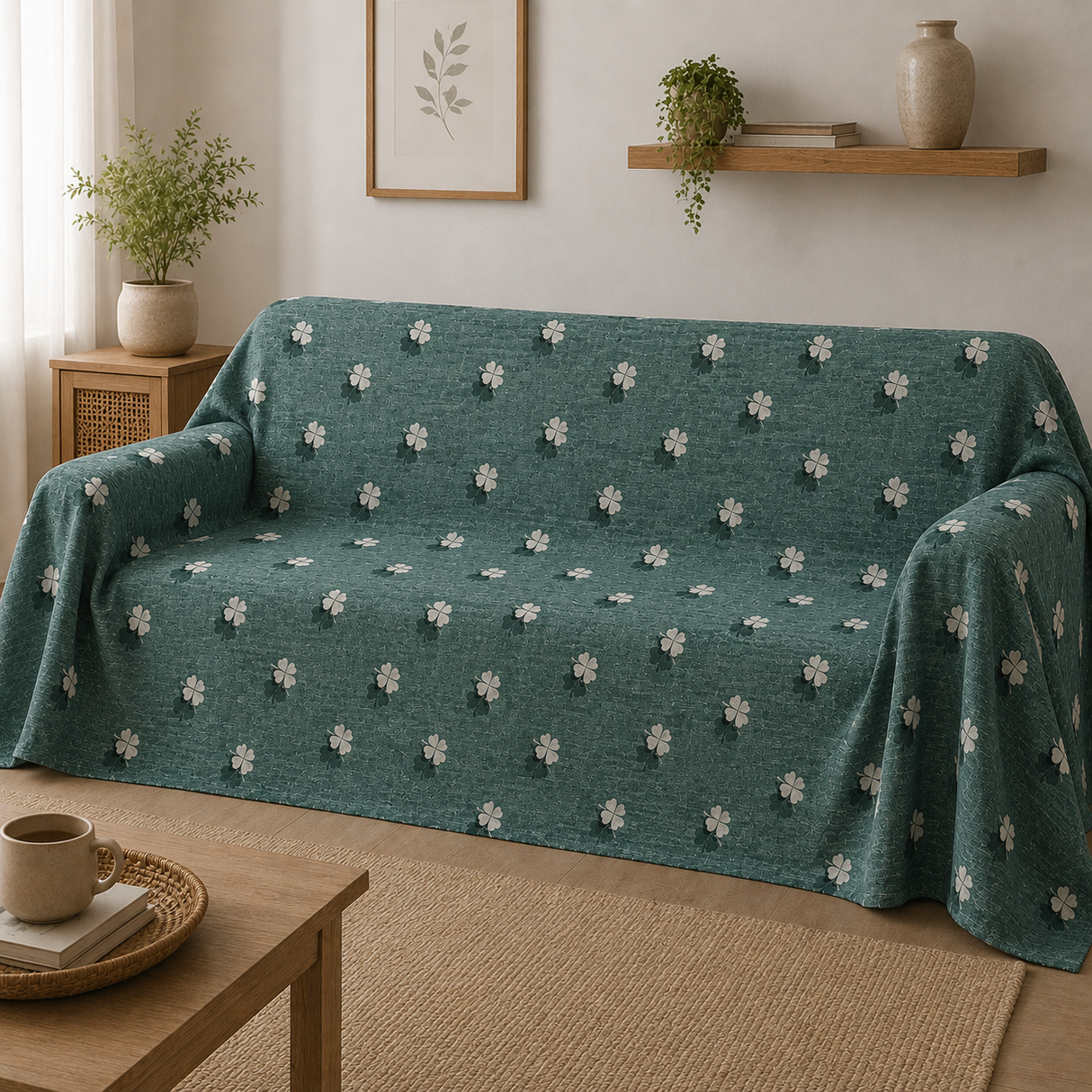 Telo Arredo Copritutto Quadrifoglio 2 Posti 260x260 in Cotone - BA