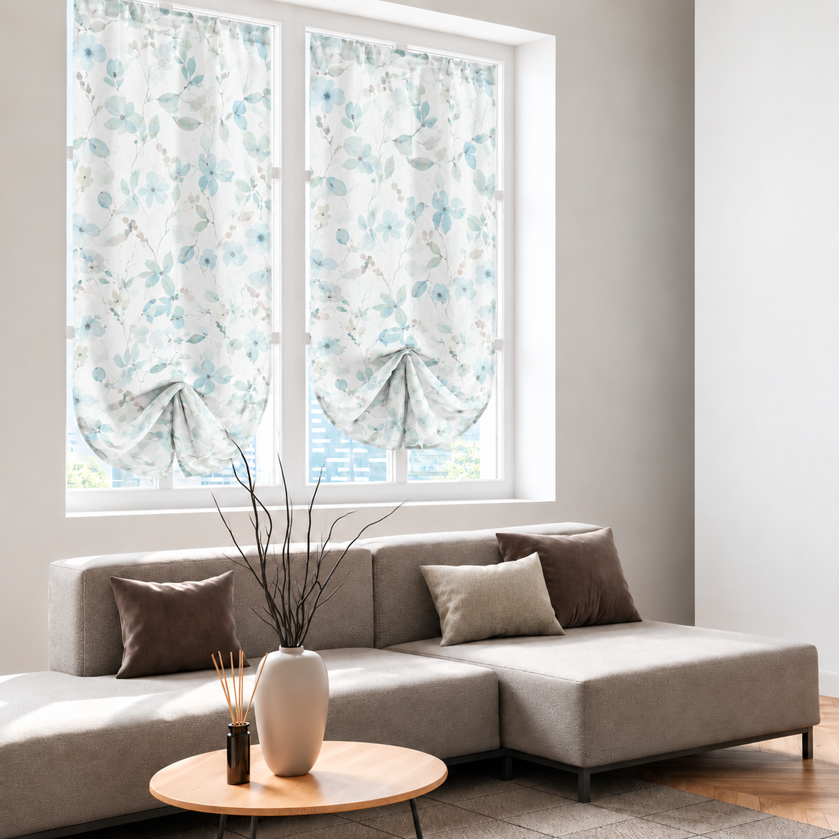 Coppia Tendine Stampate Kelly con Tunnel e Roll Up Centrale 60x150cm o 60x230cm - Linea Oro