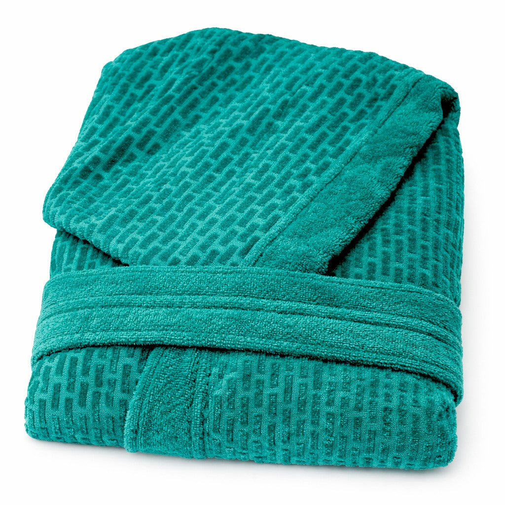 Accappatoio in Spugna con Cappuccio Brick Karì 450 gr/mq in Cotone Jacquard