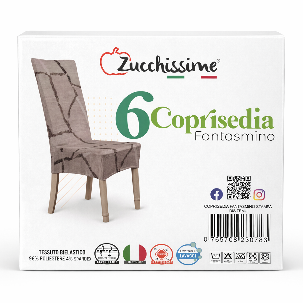 Coprisedie elastiche Fantasmino Zucchissime set 6 pezzi coprisedia universale bielastico