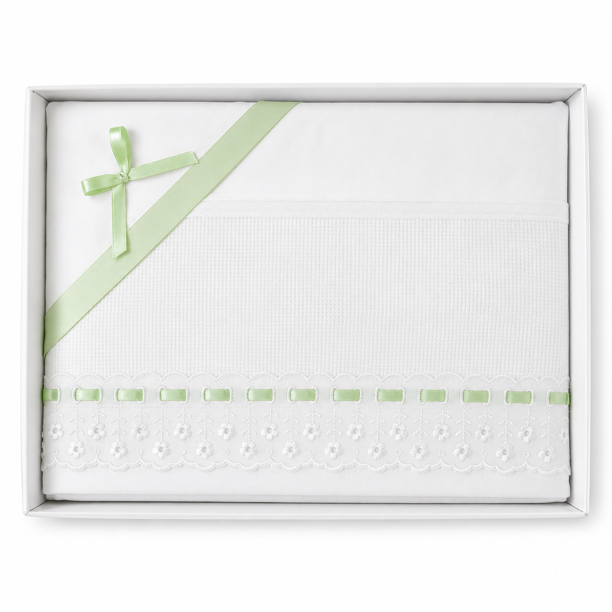 Completo Lenzuola Culla Tela Aida 3 pz Fondo Bianco e Decoro Vari Colori art.13/05 dis.aisg - Mio Piccolo