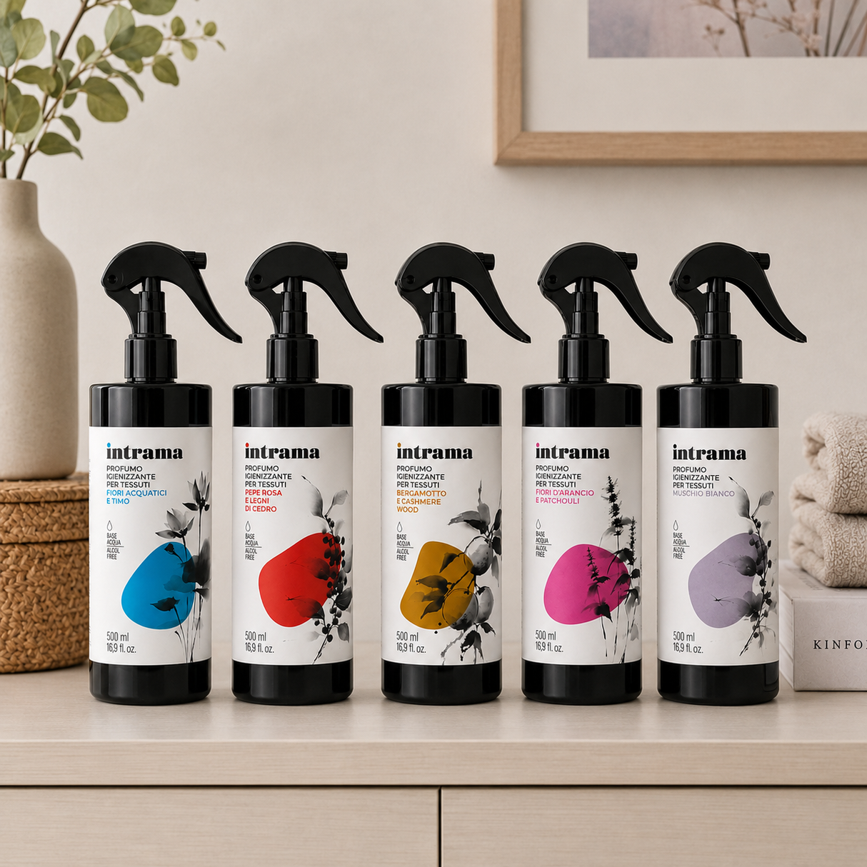 Spray Igienizzante per Ambienti, Tessuti e Tendaggi Intrama Bergamotto e Cashmere Wood 500 ml - Karì