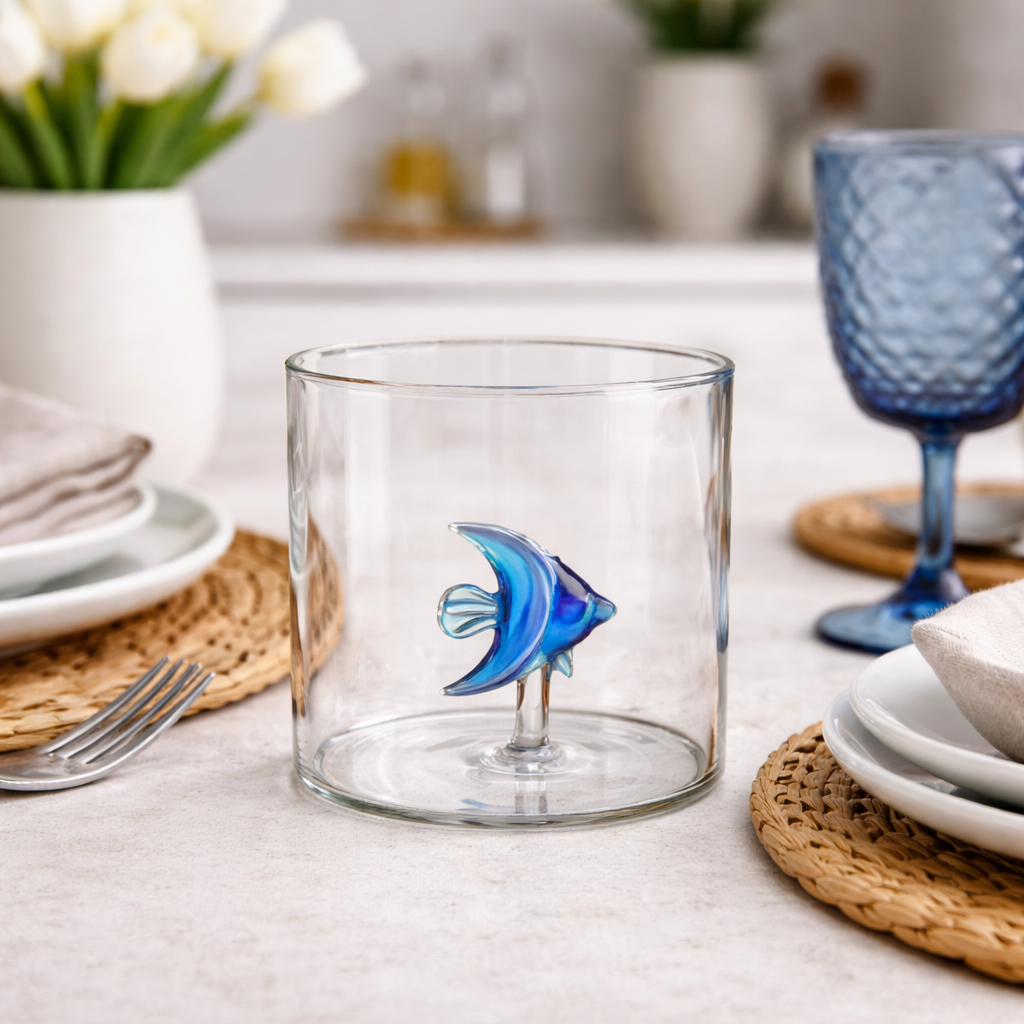 Set 6 Bicchieri Acqua 320ml con Decorazione Interna Animaletti in Vetro Borosilicato - Montemaggi