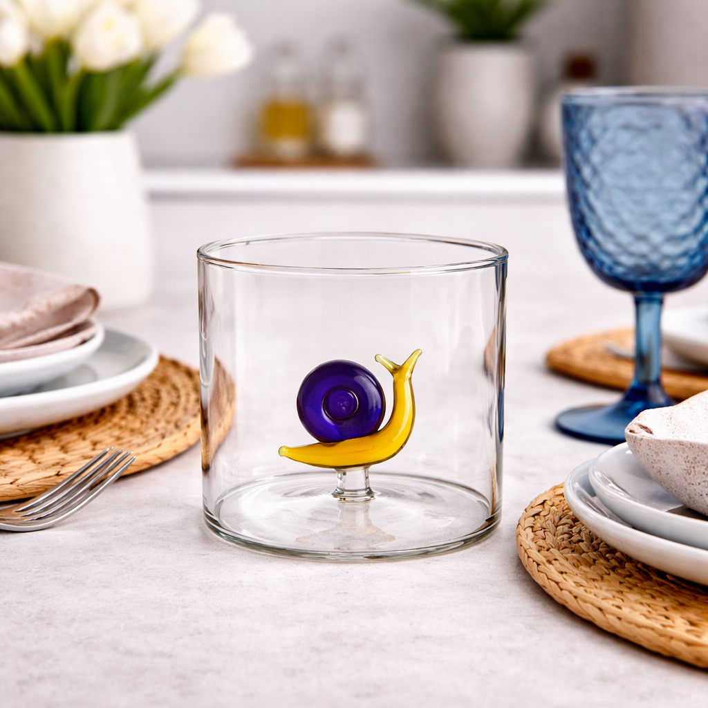 Set 6 Bicchieri Acqua 320ml con Decorazione Interna Animaletti in Vetro Borosilicato - Montemaggi