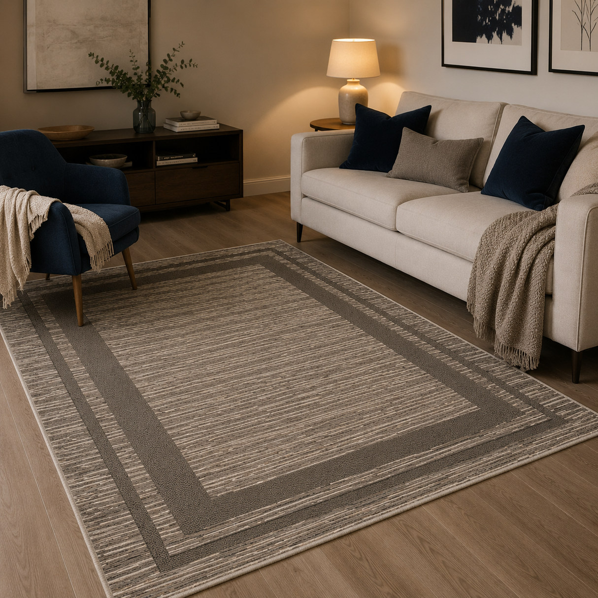 Tappeto FRAME Retrogommato Antiscivolo by Karì – Tappeto Cameretta Lavabile in Ciniglia