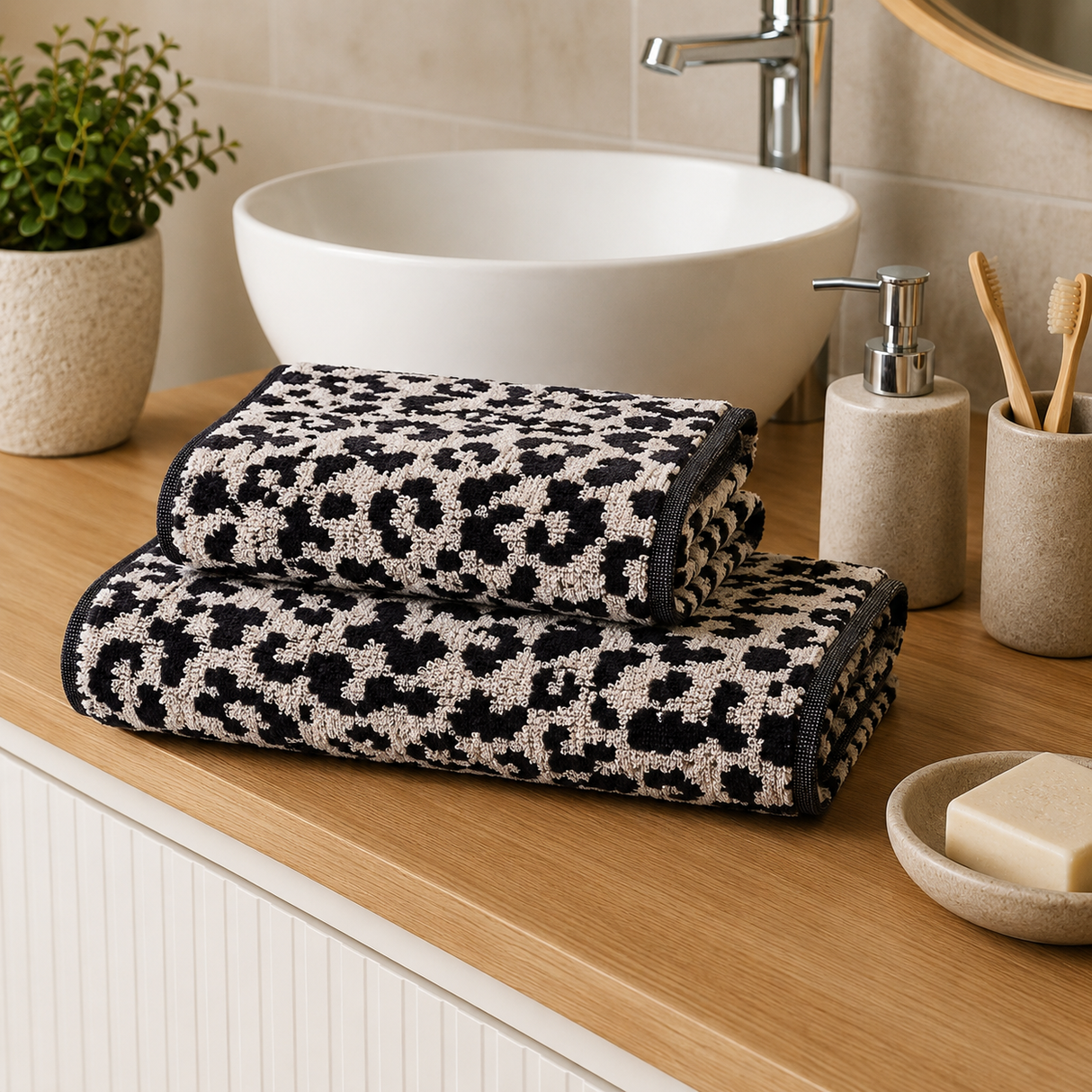 Set Asciugamani 1+1 LEOPARD - Linea Oro