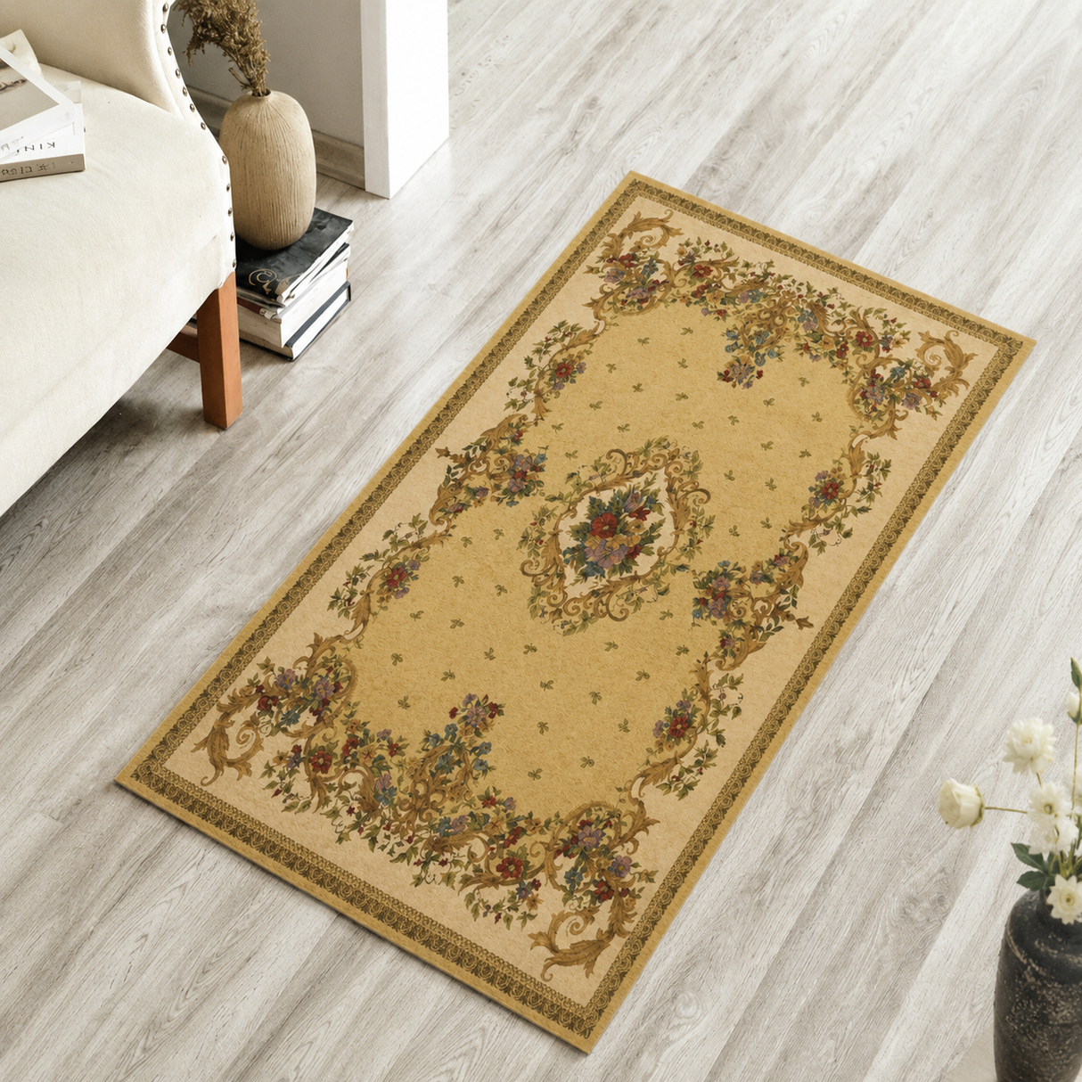 Tappeto SIVIGLIA Retrogommato Antiscivolo Karì in Ciniglia Lavabile – Tappeto Arredo Classico