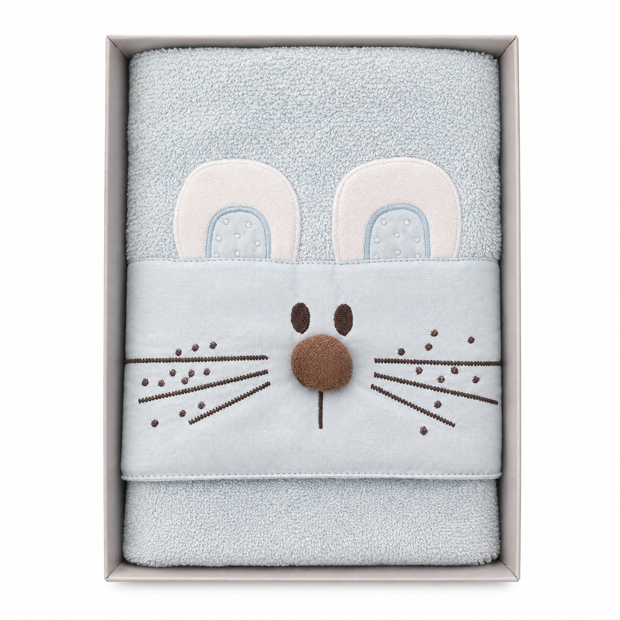 Set Asciugamani Baby 1+1 in Spugna di Cotone Rabbit - Vingi