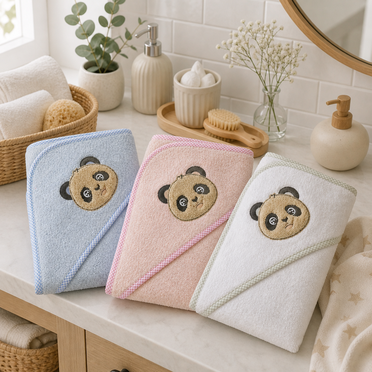 Accappatoio Quadrato Baby in Spugna 100% Cotone Panda - Vingi