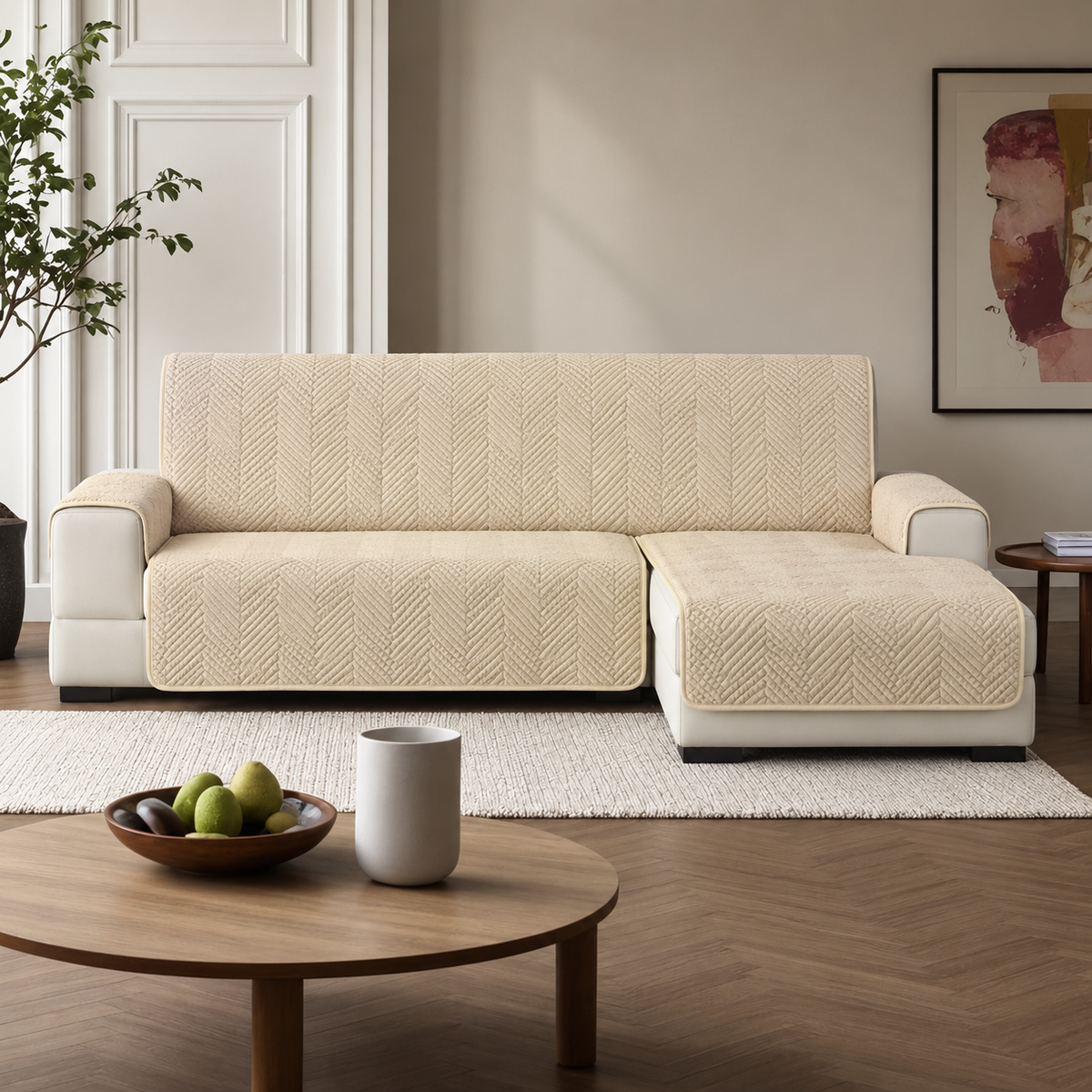 Copridivano Cosmopolitan Double Face con Braccioli da 2 a 3 Posti con Chaise Longue - Linea Oro