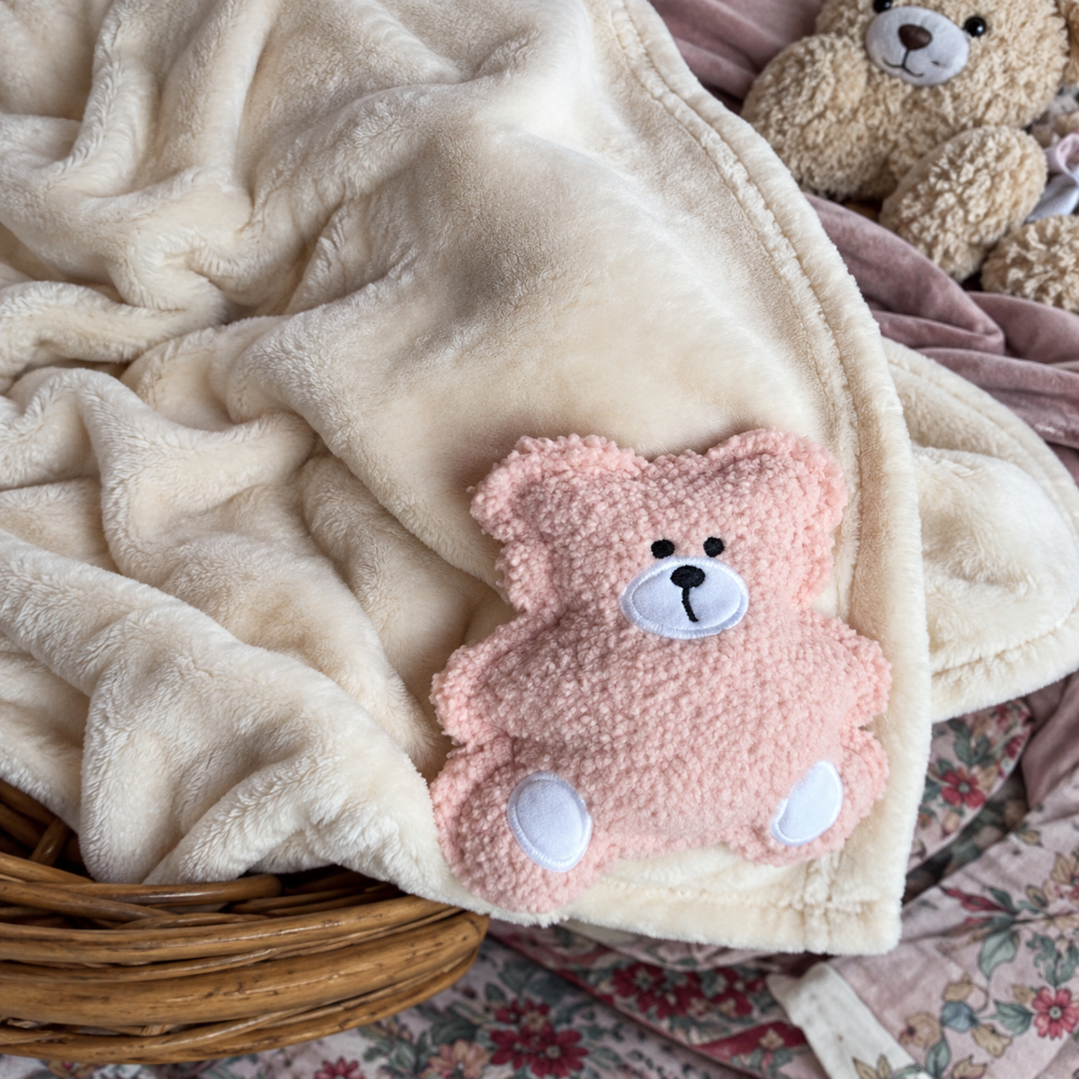 Plaid My Teddy in Flannel con Orsetto Applicato 155x205 cm - L'Atelier17