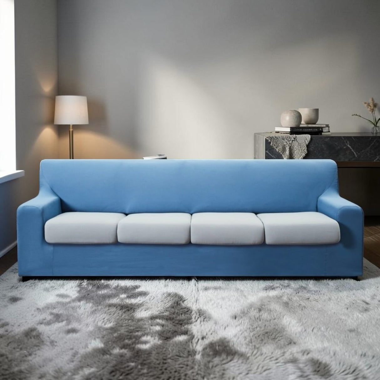 Copridivano Bielastico Antimacchia Tinta Unita Genius XL 4 Posti da 260 a 300 cm - Biancaluna