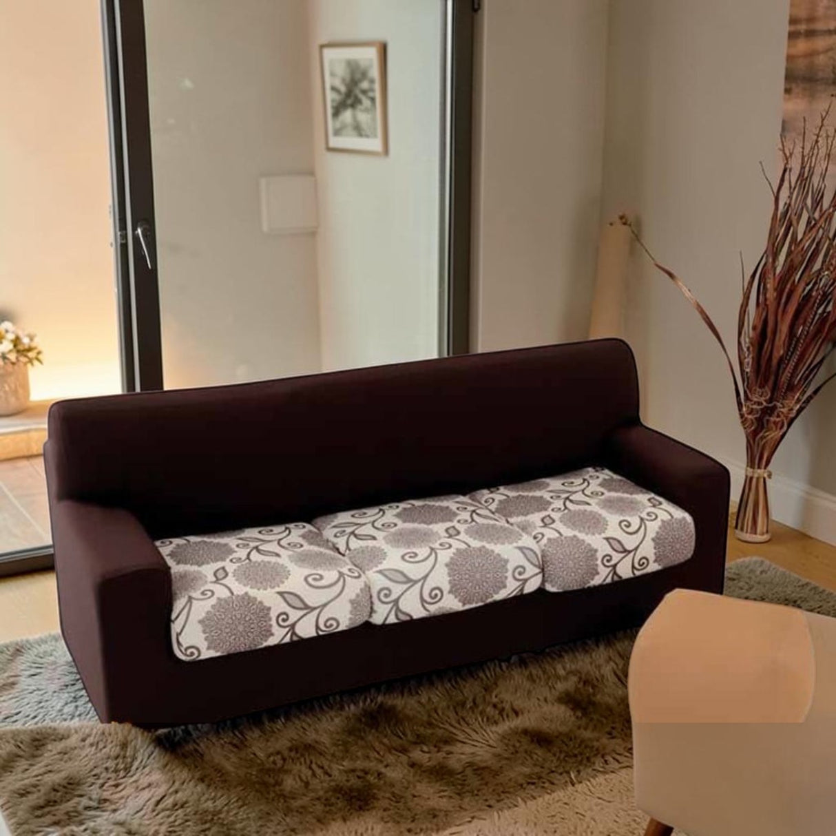 Coppia Copricuscini Tessuto Bielastico Antimacchia Genius Fantasia Vision 1 Posto da 50 a 70 cm - Biancaluna
