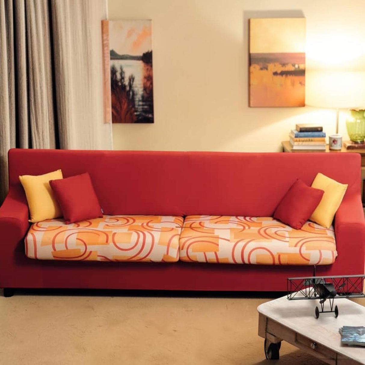 Coppia Copricuscini Maxi Tessuto Bielastico Antimacchia Genius Fantasia Vision da 70 a 95 cm - Biancaluna
