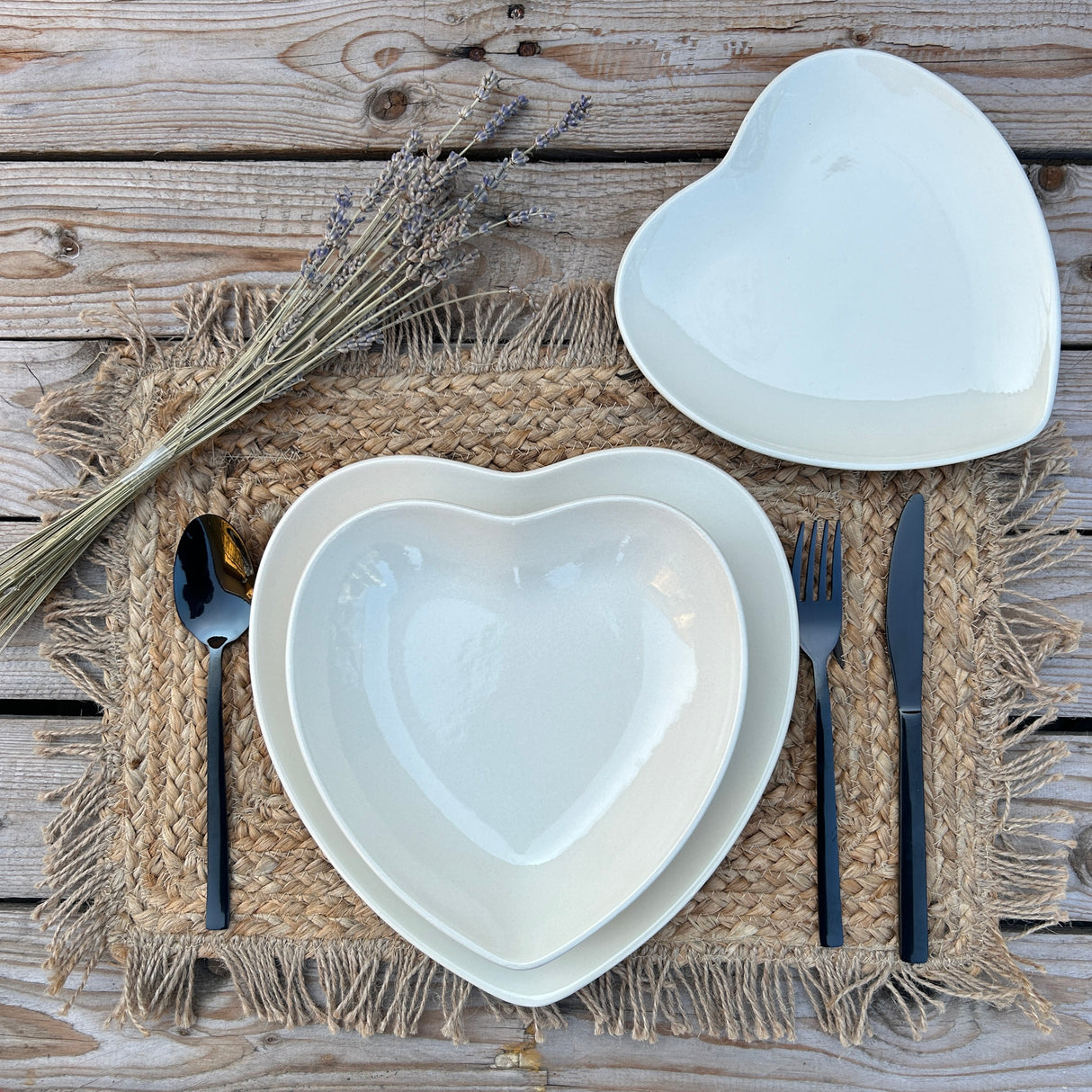 Tris Piatti CUORE PANNA - Arca