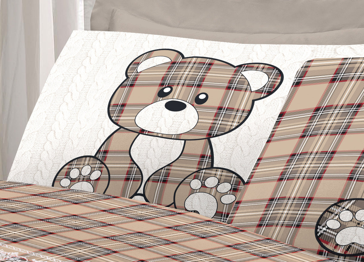 Completo Lenzuola TARTAN ORSETTI singolo By Pensieri Delicati