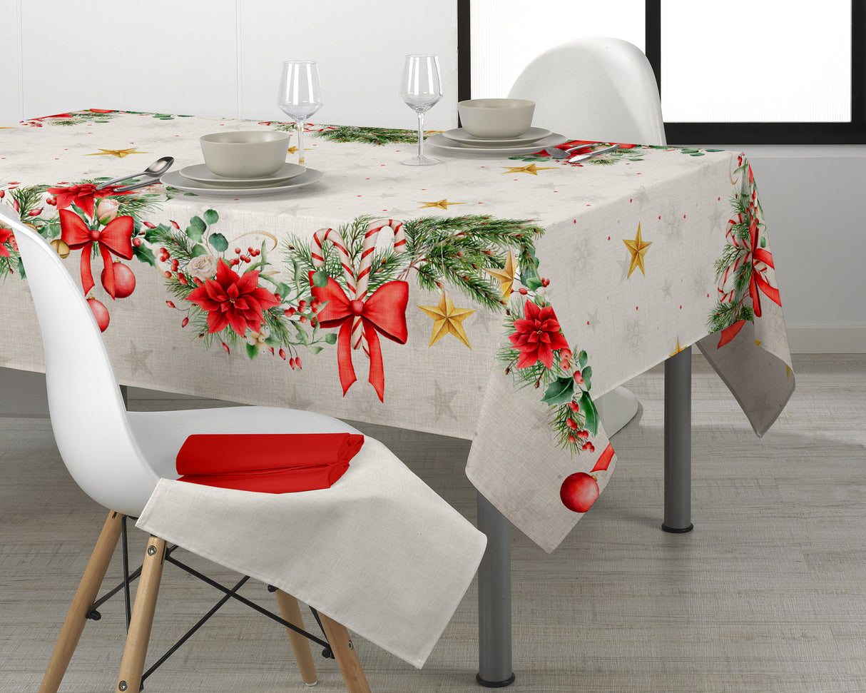 Tovaglia HOLLY CHRISTMAS Natale Dis.4423 per 12 Posti - Kari