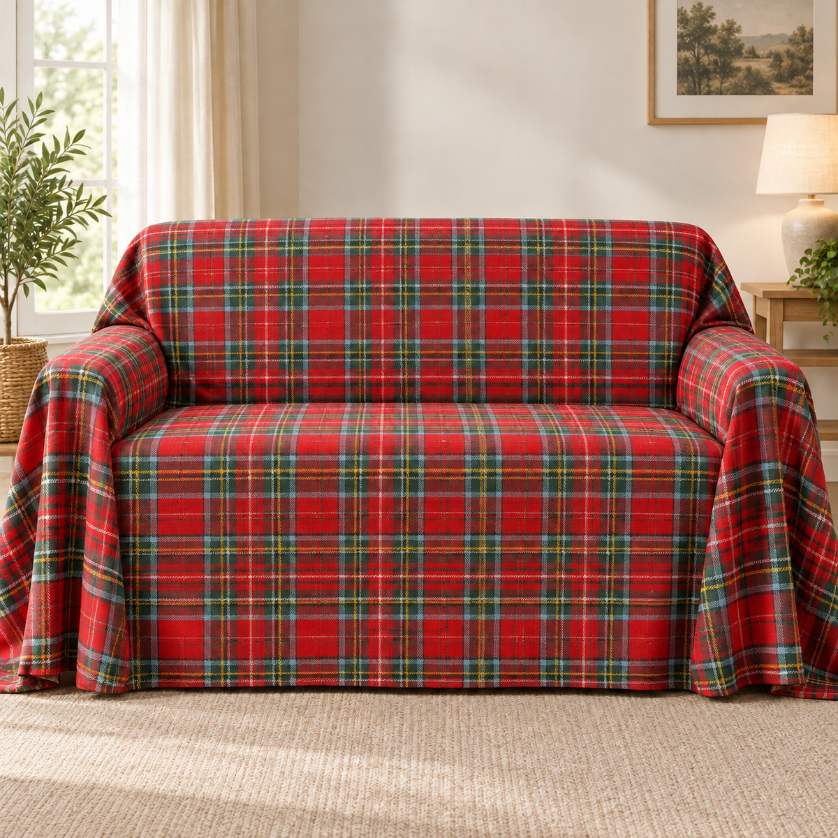 Telo Multiarredo Natalizio Tartan 2 Posti 260x260cm - BA