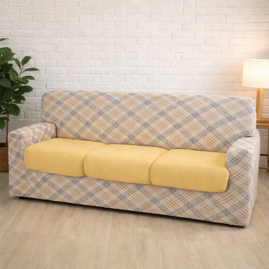 Copridivano Bielastico Antimacchia Genius Vision Fantasia 3 Posti da 180 a 250 cm - Biancaluna