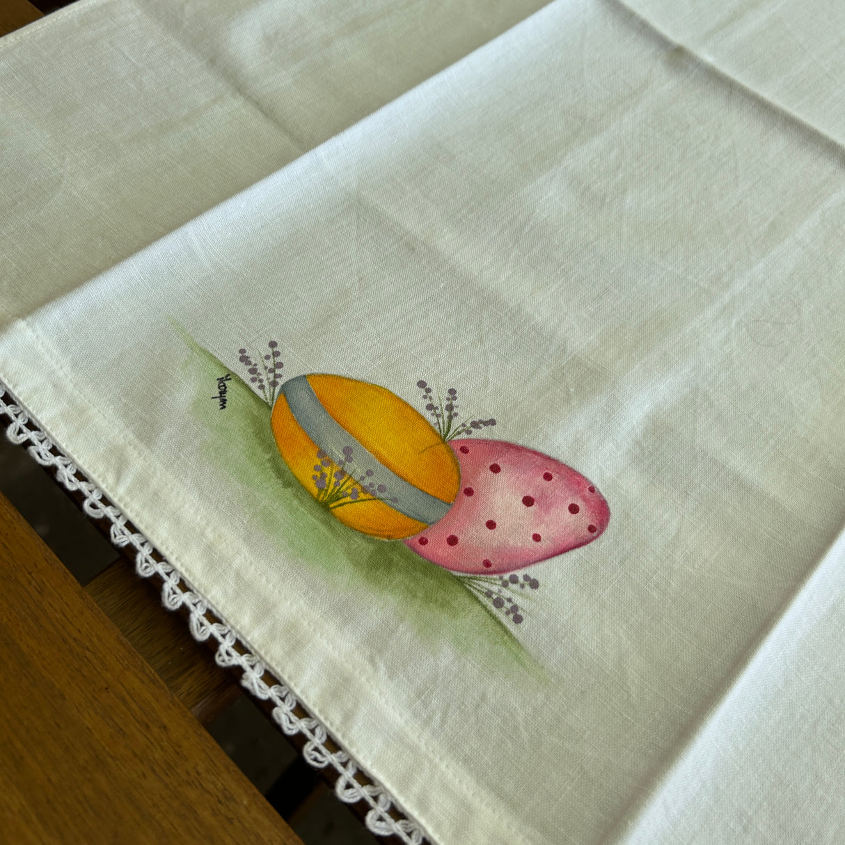 Strofinaccio dipinto a mano UOVA (594) by Mondo Biancheria