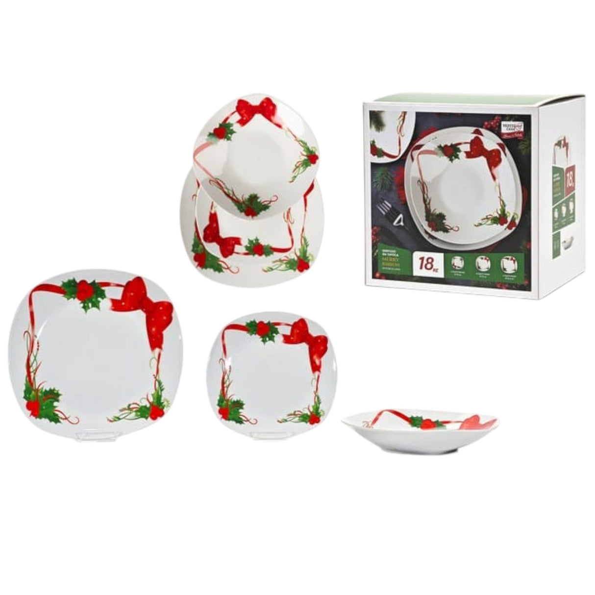 Servizio Piatti x6 Persone MERRY RIBBON - Gusto Casa