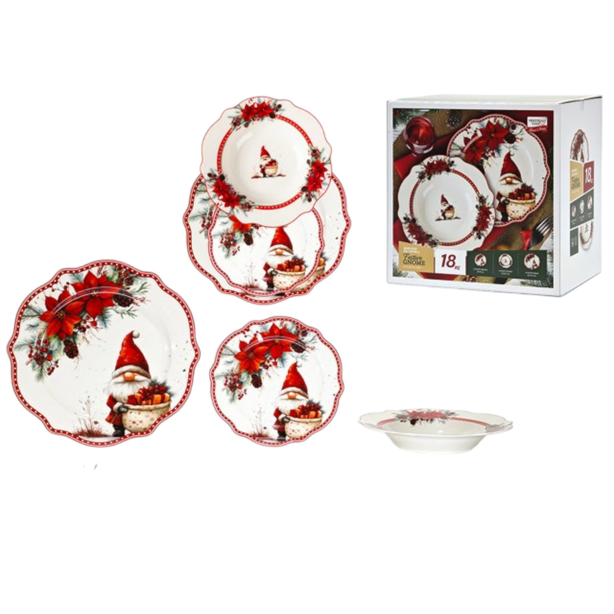 Servizio Piatti x6 Persone FESTIVE GNOME - Gusto Casa