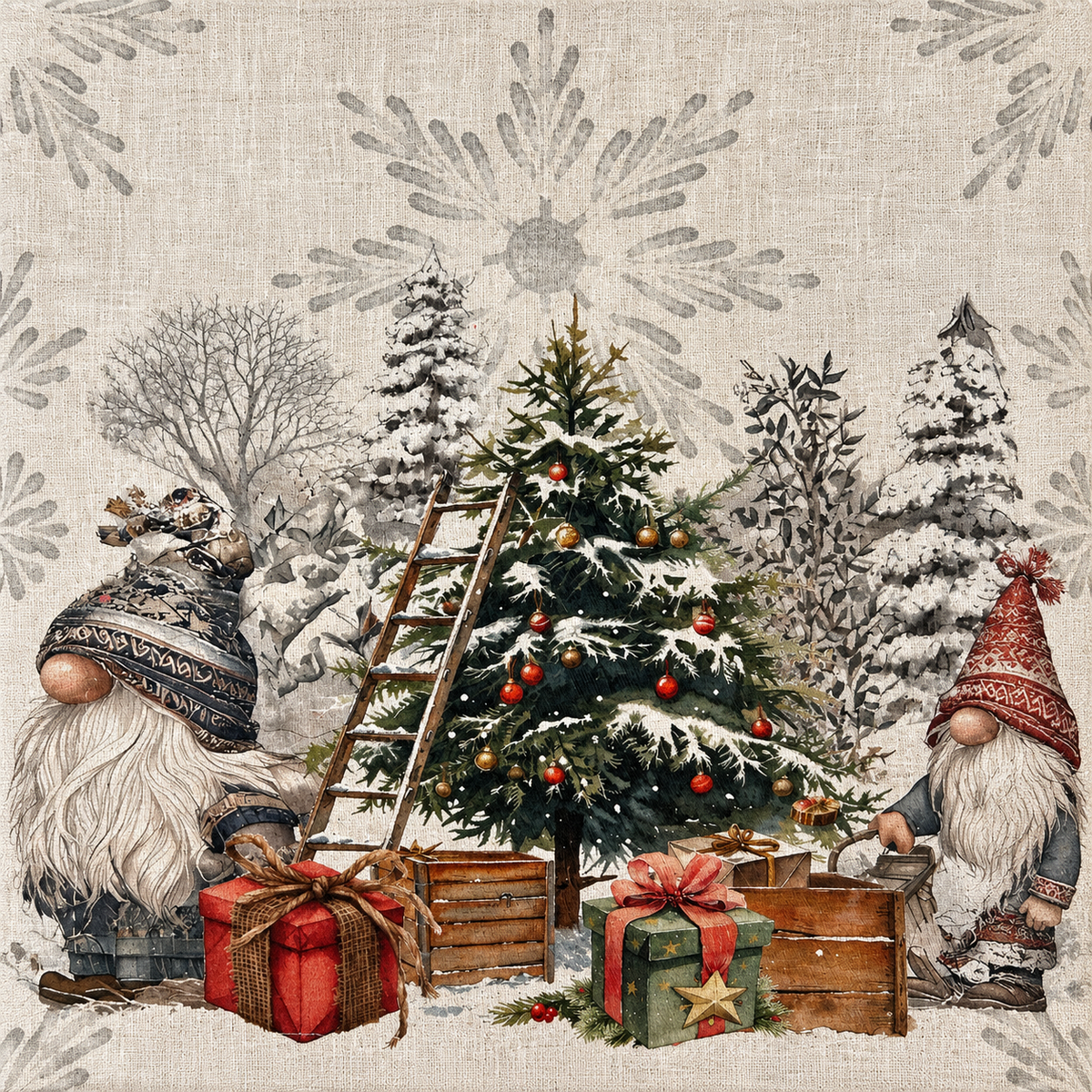 Runner Natalizio Tiffany Xmas Dis. 8 Gnomi Natalizi 45x140 cm in 100% Cotone - Vingi