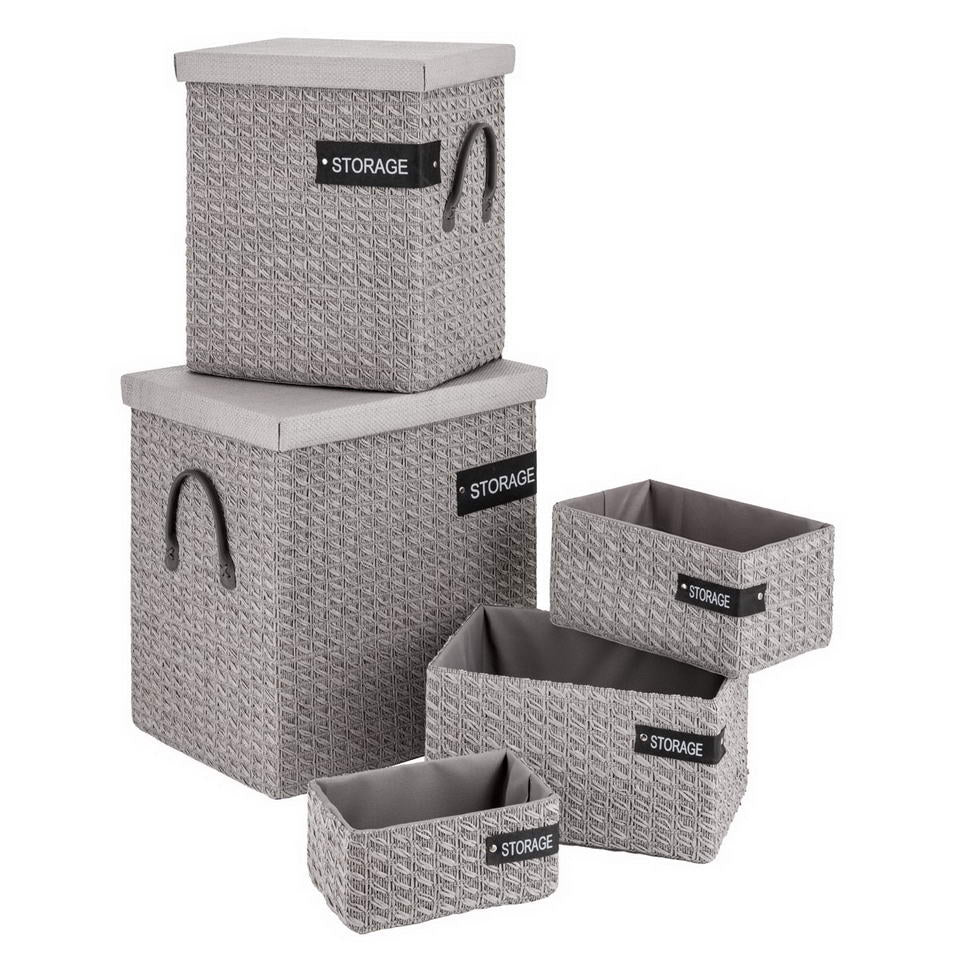 Storage Portabiancheria Tessuto Grigio con Coperchio Montemaggi – Disponibile in 3 Misure