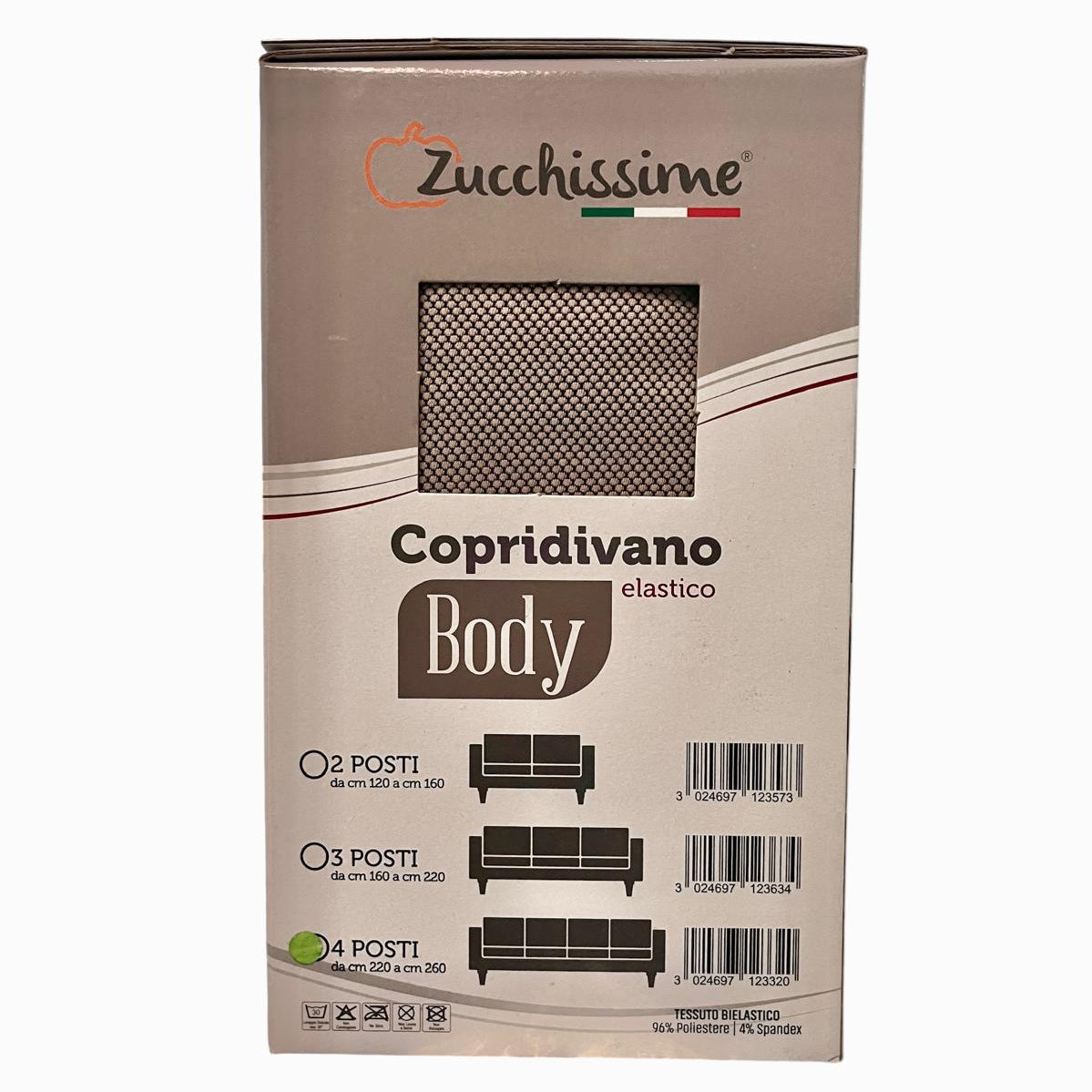 Copridivano Elasticizzato Body Tessuto Antimacchia Adattabile per Poltrona, 2/3/4 Posti - Zucchissime