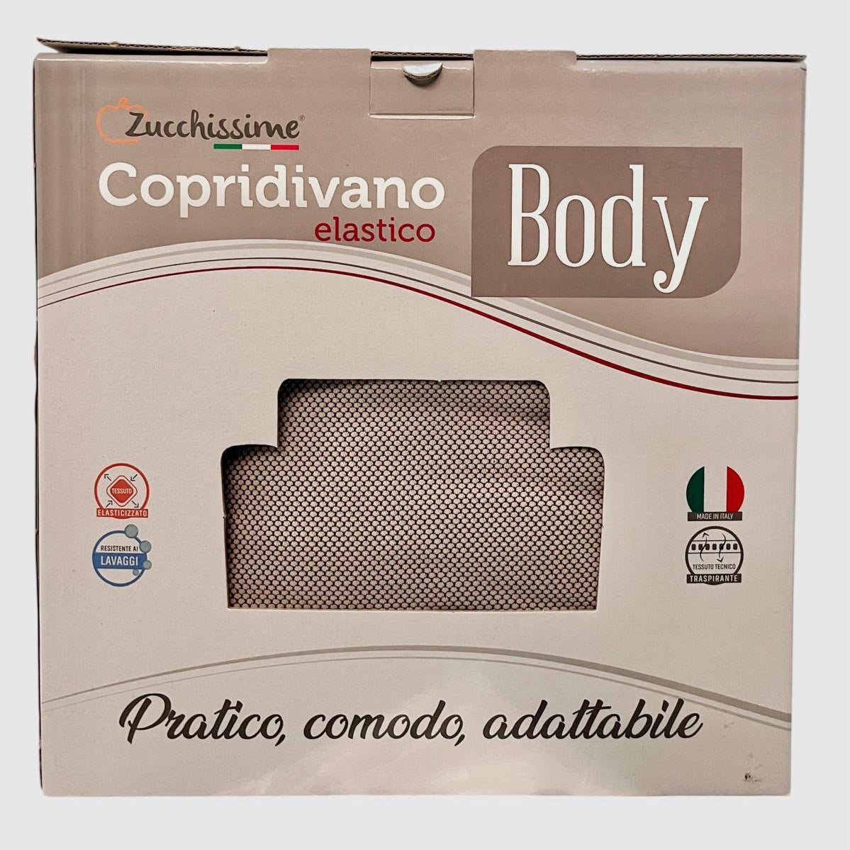 Copridivano Elasticizzato Body Tessuto Antimacchia Adattabile per Poltrona, 2/3/4 Posti - Zucchissime