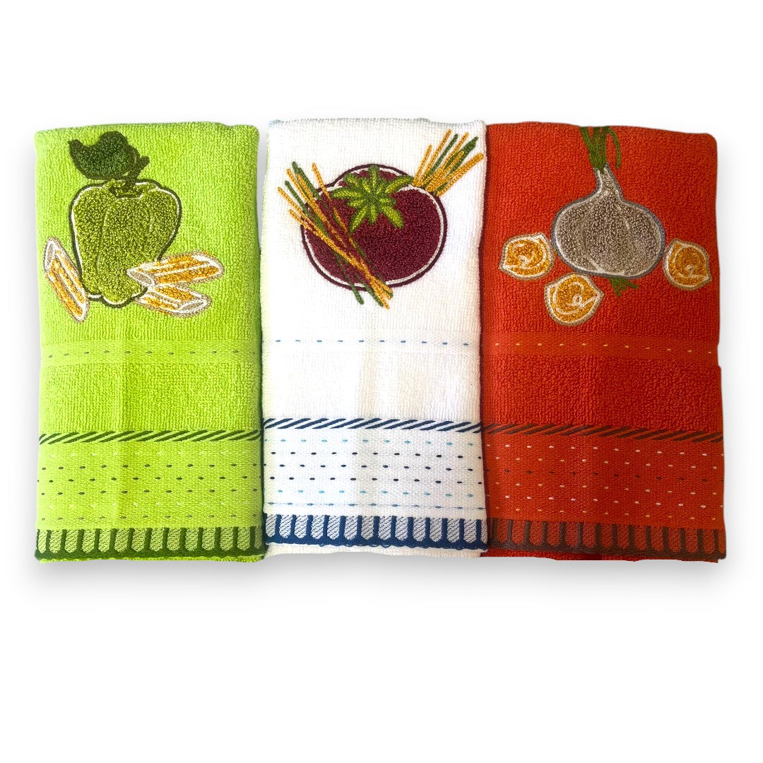 Tris Strofinacci RICAMATI ALBA By Vingi