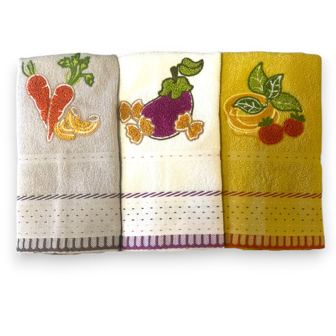 Tris Strofinacci RICAMATI ALBA By Vingi