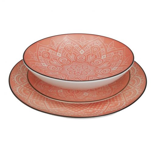 Tris Piatto In Porcellana Decoro Pink by Arca