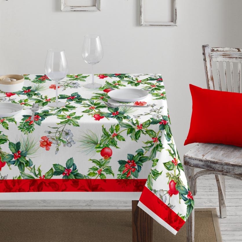 Tovaglia HOLLY CHRISTMAS Natale Dis.3347 per 18 Posti - Kari