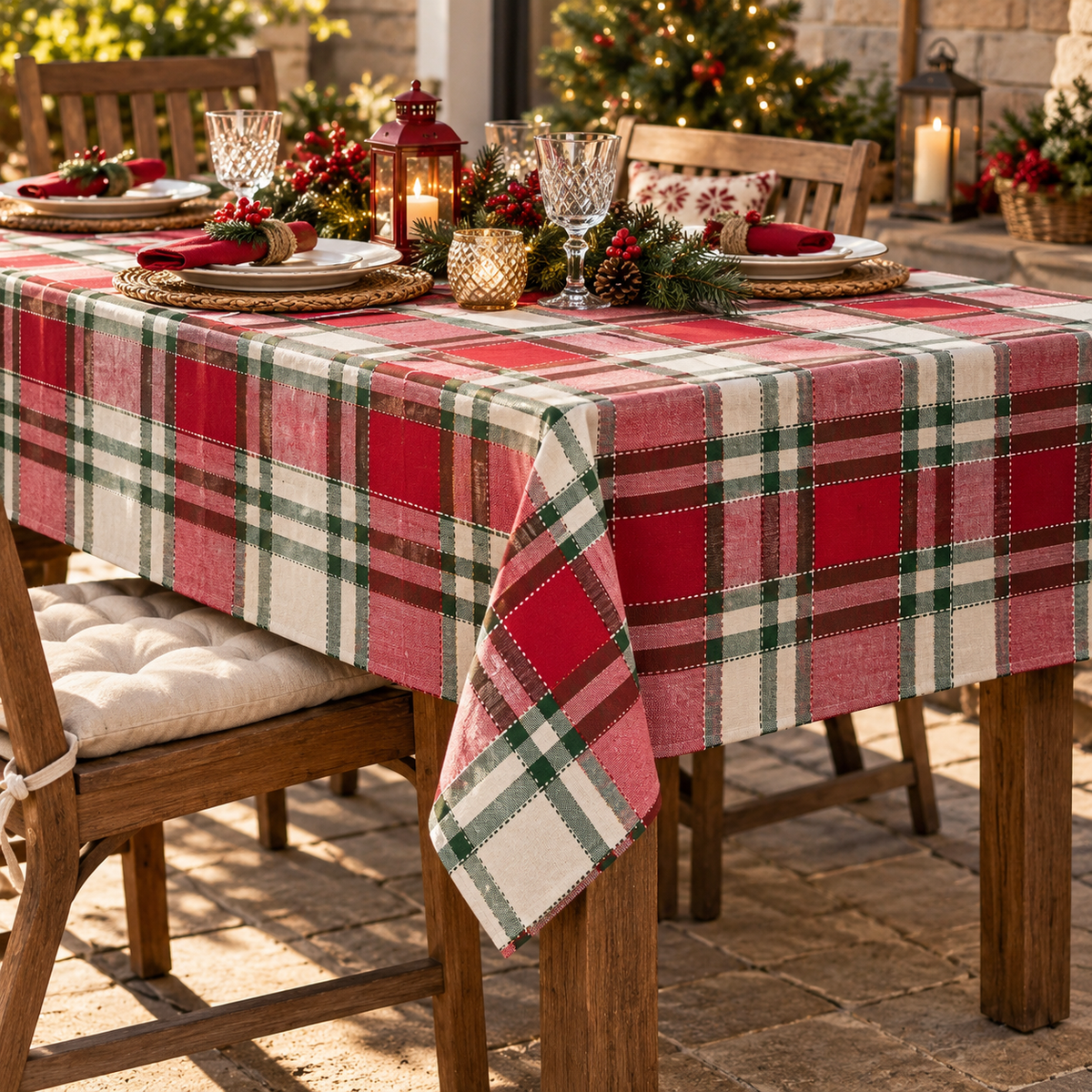 Set 2 Tovaglie Country a Quadroni in Tinto Filo 100% Cotone - L'Atelier17