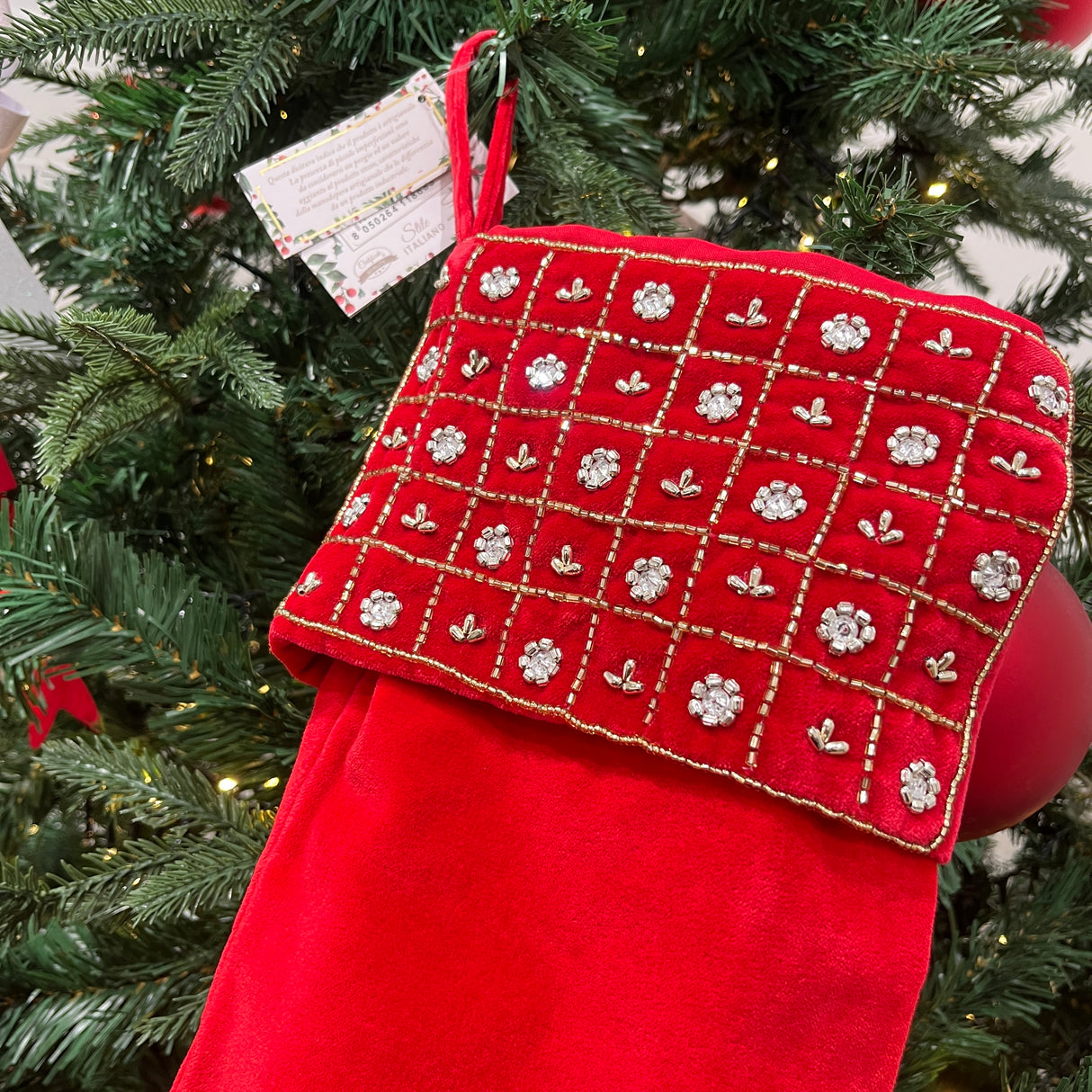 Calza Befana ROSSO VELLUTO By Hanna Home (Natale)