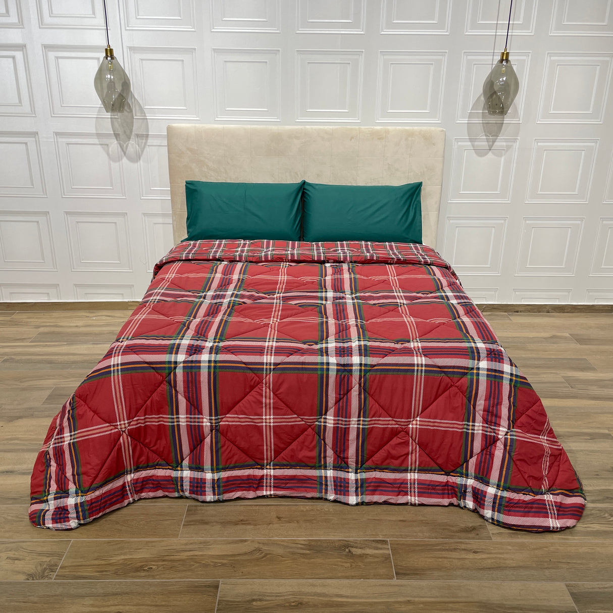 Trapunta matrimoniale SCOTTISH Rosso By Riviera (Natale)