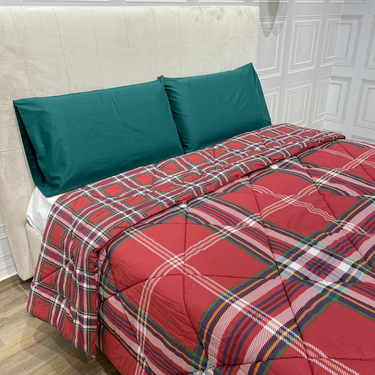 Trapunta matrimoniale SCOTTISH Rosso By Riviera (Natale)