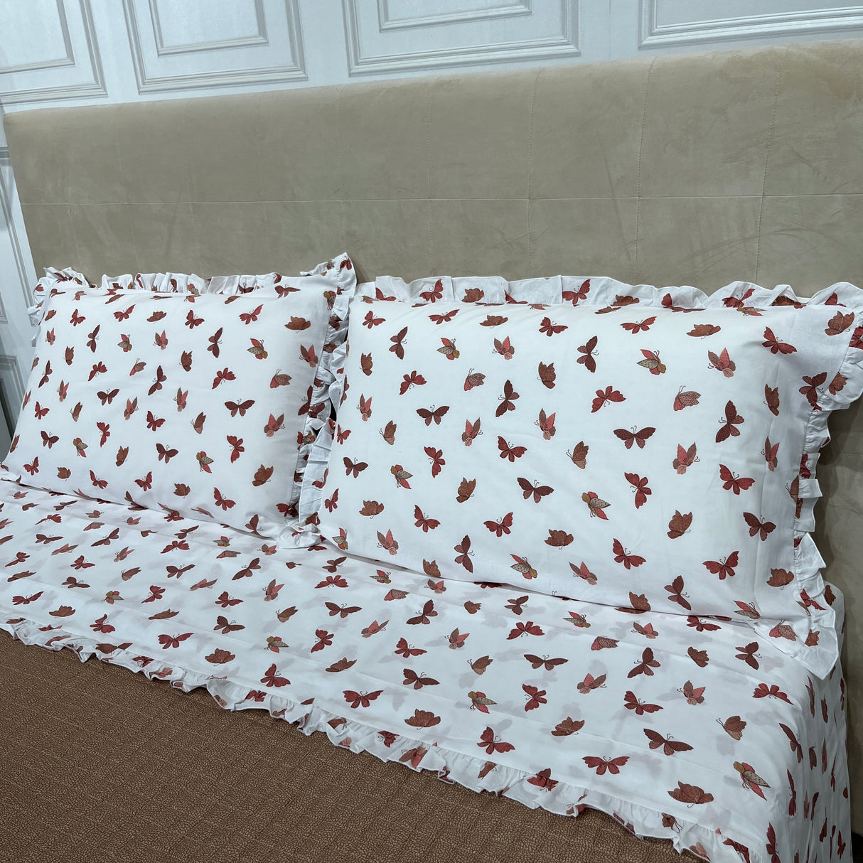 Completo Lenzuola Fina Riviera – Matrimoniale 100% Cotone con Rouches