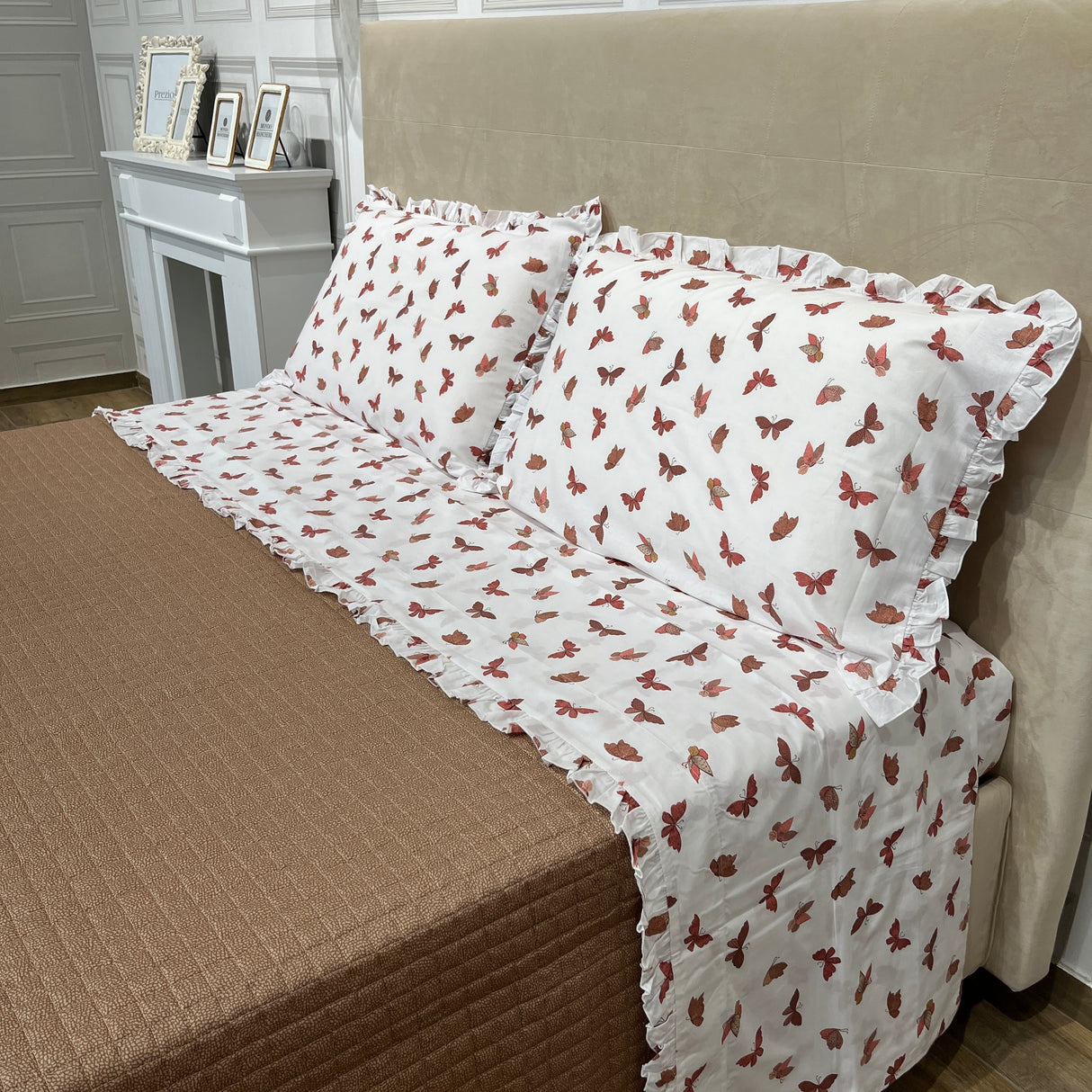 Completo Lenzuola Fina Riviera – Matrimoniale 100% Cotone con Rouches