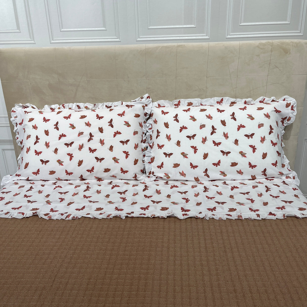 Completo Lenzuola Fina Riviera – Matrimoniale 100% Cotone con Rouches