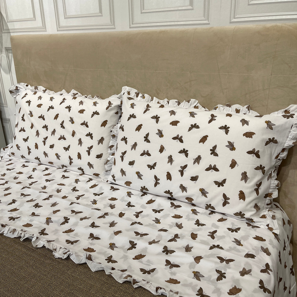 Completo Lenzuola Fina Riviera – Matrimoniale 100% Cotone con Rouches