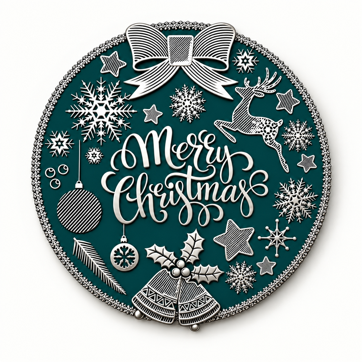 Set 6 Tovagliette Natalizie Rotonde Merry Christmas Ø 38 cm - Arca
