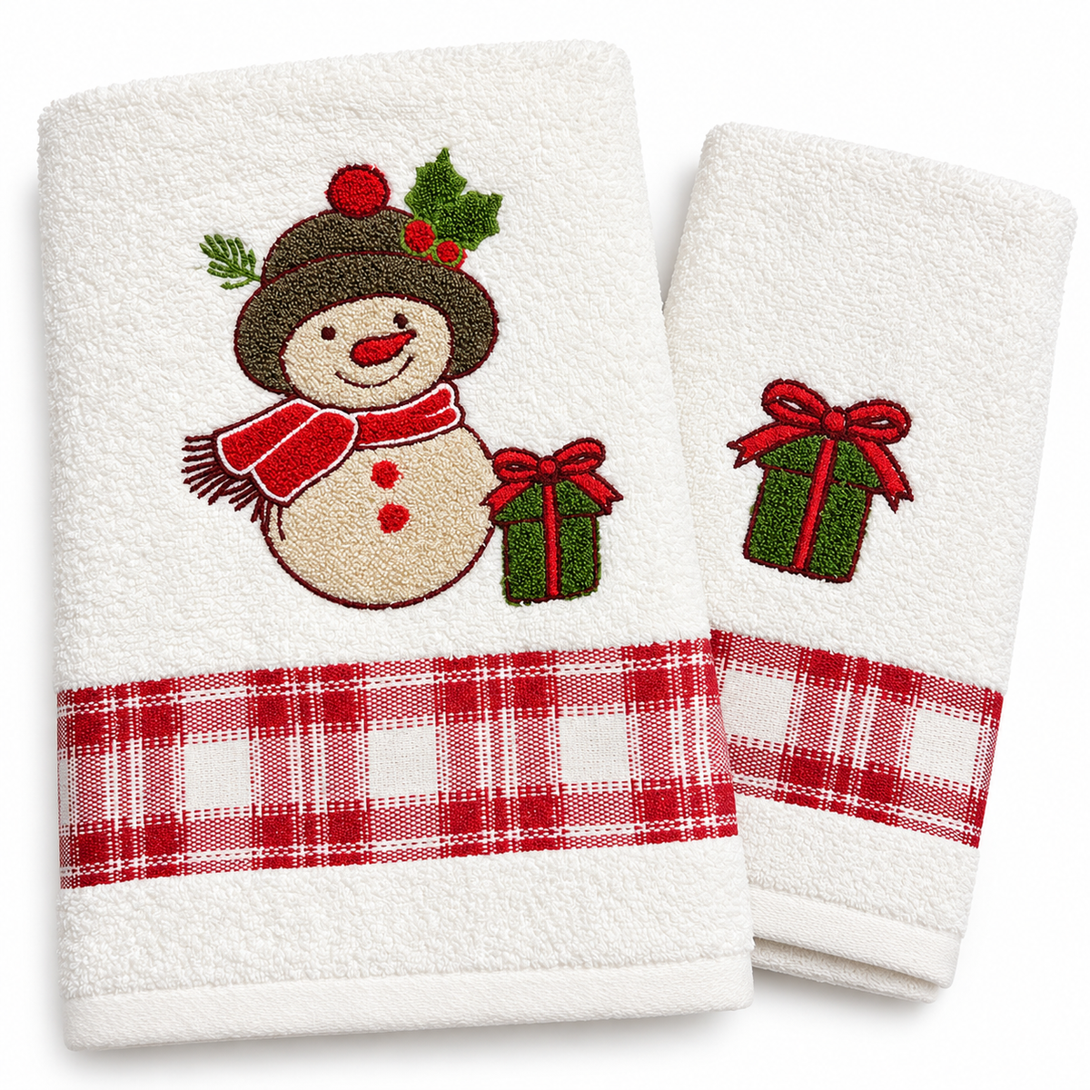 Set Asciugamani 1+1 Natalizi Snow Xmas in Spugna 100% Cotone - Vingi