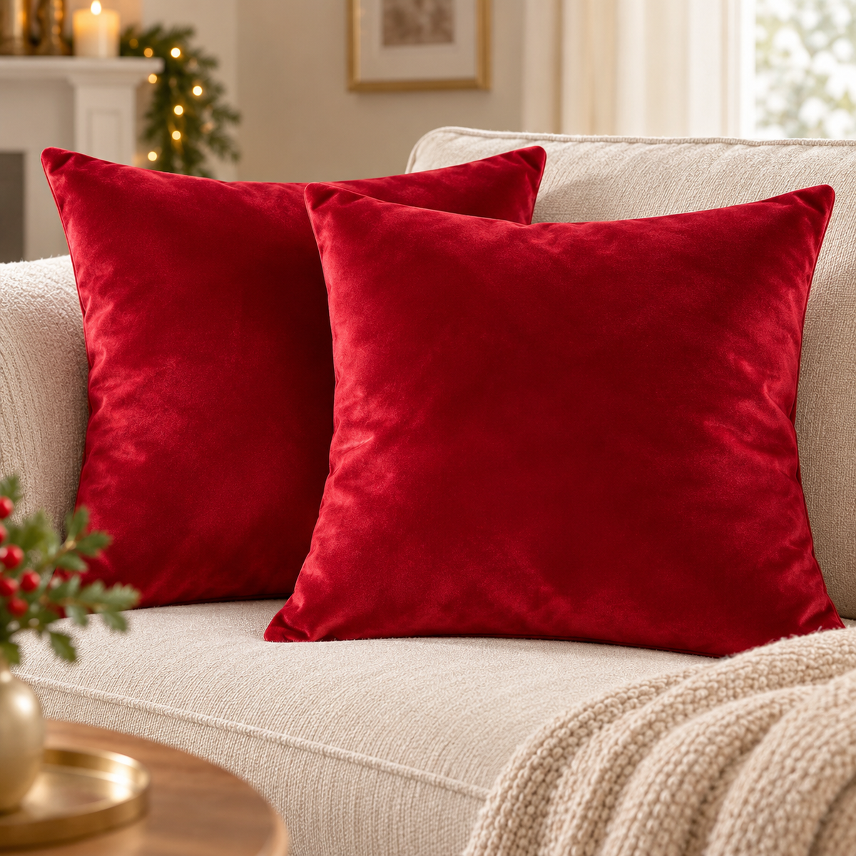 Coppia Cuscini Arredo Velvet 42x42 cm Effetto Velluto Sfoderabili – BA