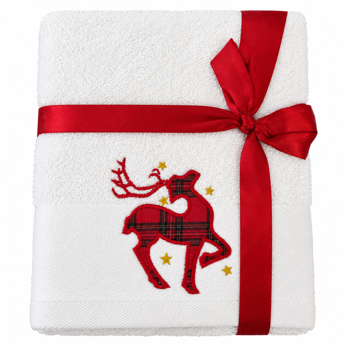Set Asciugamani Natalizi 1+1 Viso e Ospite Times Square dis. Renna 100% Cotone - Botticelli Home