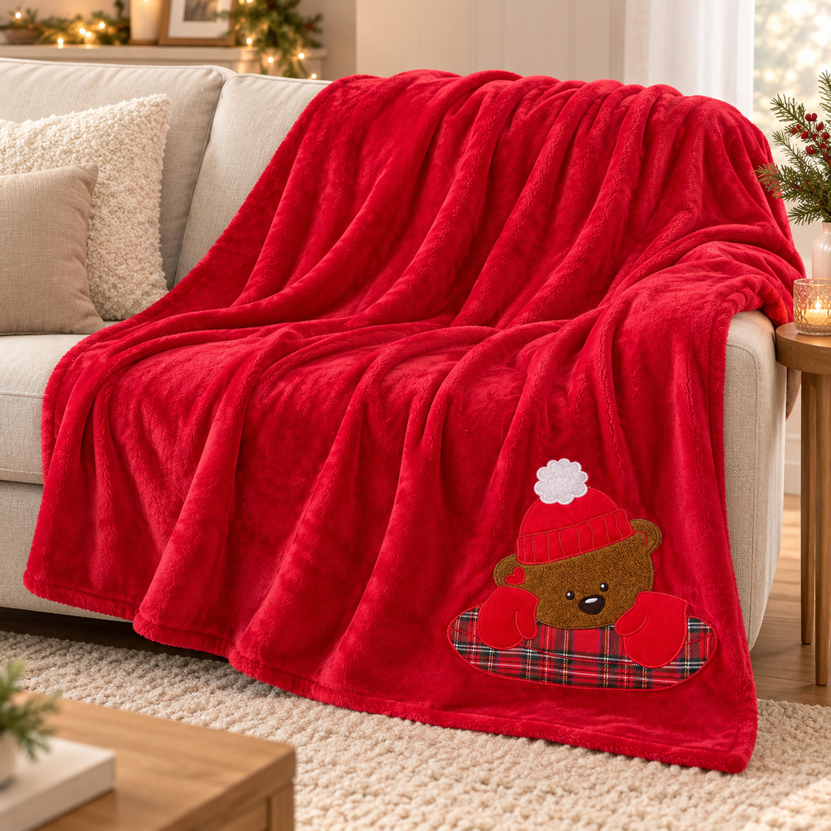 Plaid Natalizio Luna Design Orso 130x170cm - Vingi