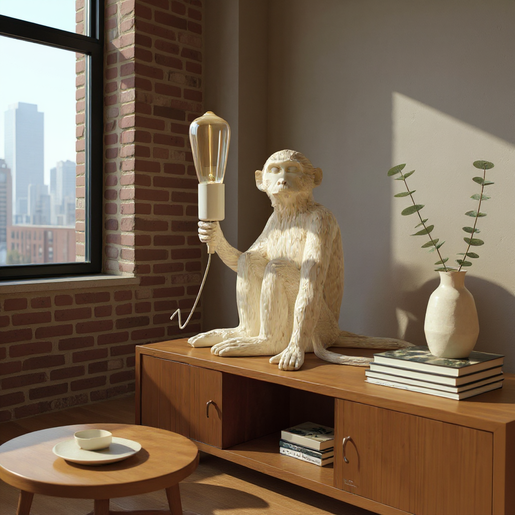 LAMPADA DA TAVOLO MONKEY SEDUTA BIANCA - FERRETTI