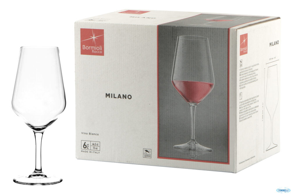 Set 6 bicchieri temperati per vino MILANO 44cl by Bormioli