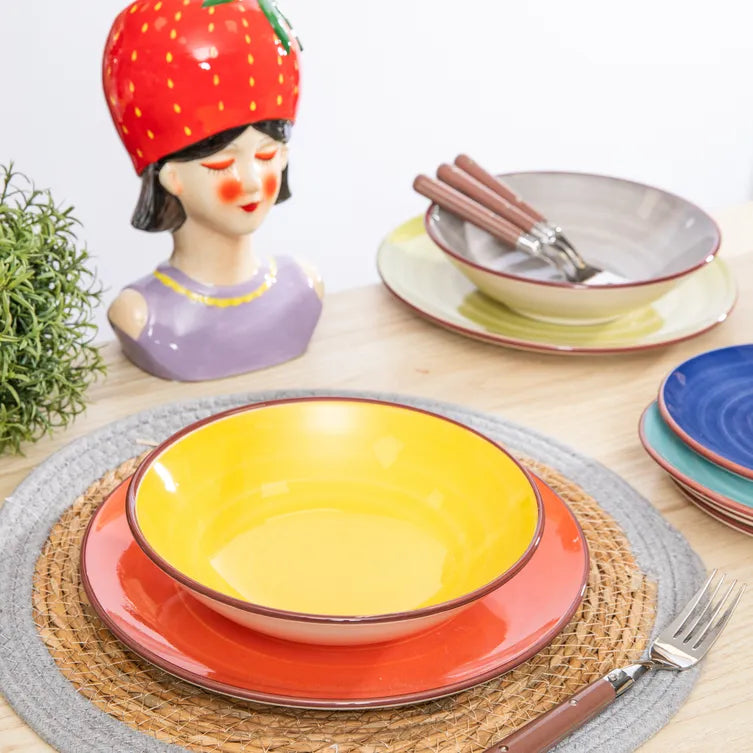 Servizio 18 piatti colorati CARIBE in stoneware by H&H